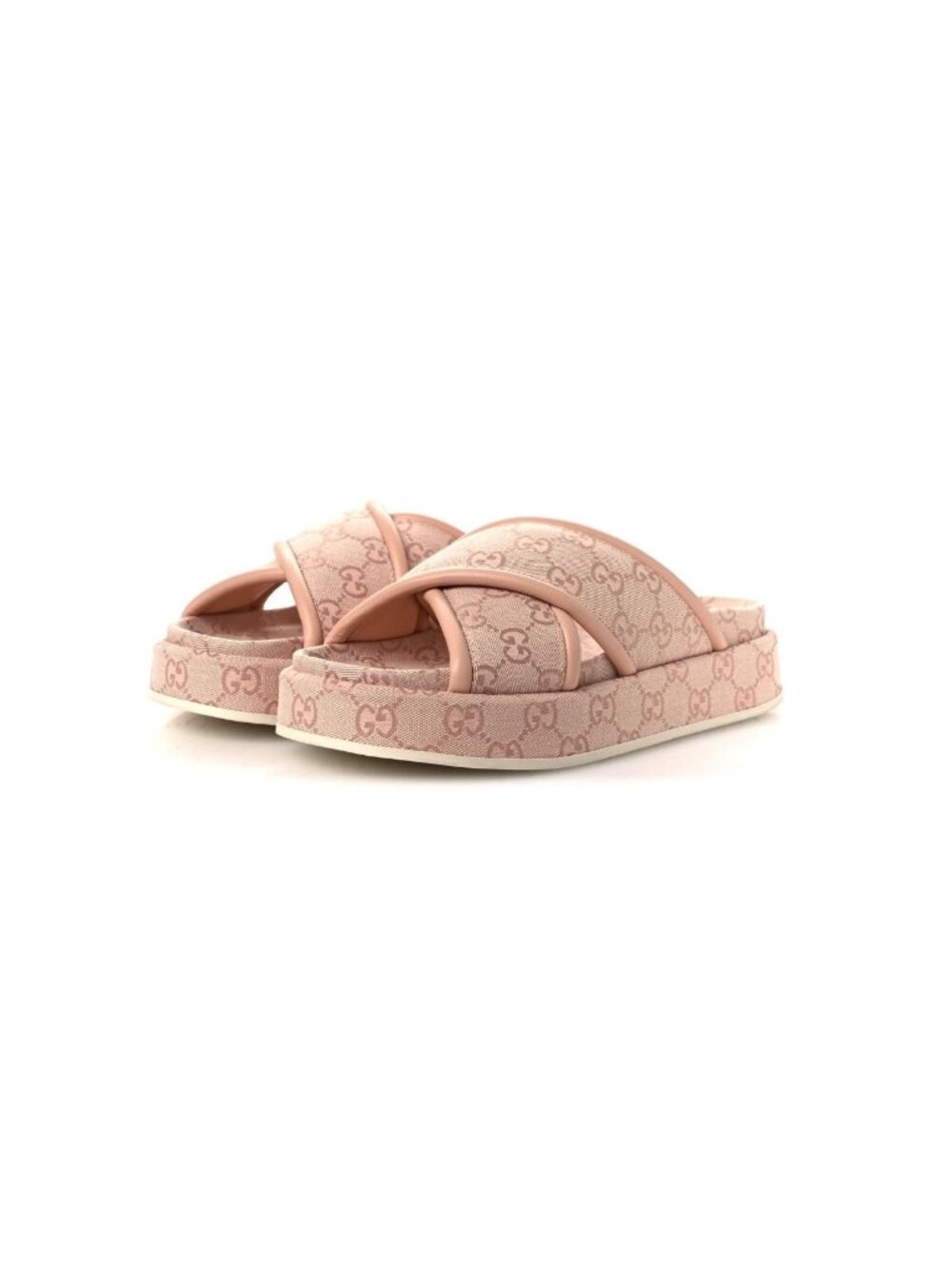 Gucci Monogram GG Calfskin Angelina Platform Sandals Light Pink EU37 816798